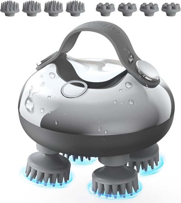 Arboleaf Electric Scalp Massager – Waterproof Head Massager for Hair Growth & Relaxation, Portable Handheld Hair Massager with Silicone Nodes for Stress Relief, Perfect Gifts for Women & Men